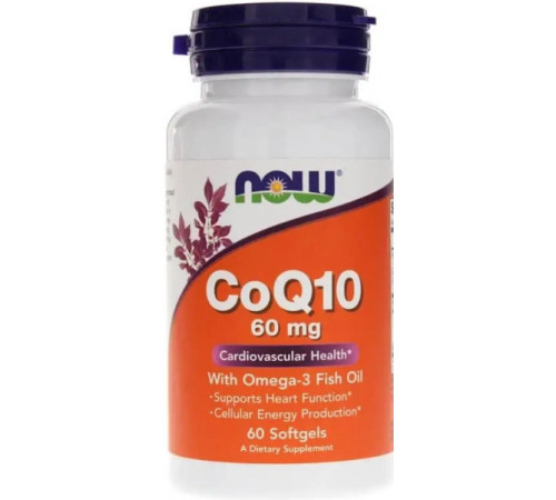 Коензим Q10 з риб'ячим жиром Омега-3 Now Foods CoQ10 with Omega-3 Fish Oil 60 мг 60 капс