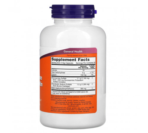 Глюкозамін та хондроїтин з MСM Now Foods Glucosamine & Chondroitin with MSM 180 капс