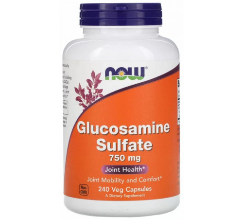Глюкозамін сульфат Now Foods Glucosamine Sulfate 750 мг 240 рослинних капсул