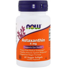 Астаксантин Now Foods Astaxanthin 4 мг 60 вег гел капс