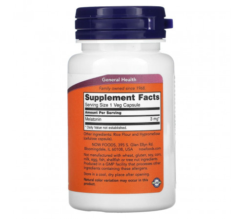 Мелатонін Now Foods Melatonin 3 мг 60 вегетаріанських капсул
