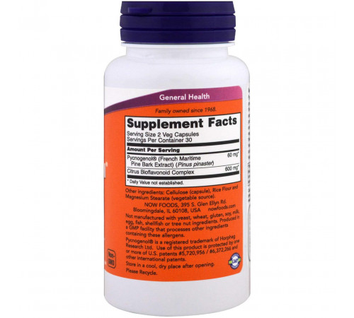 Пікногенол Now Foods Pycnogenol 30 мг 60 капс