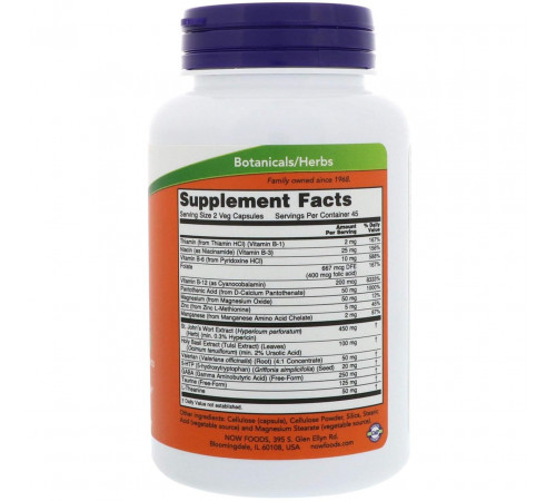Підтримка настрою із звіробоєм Now Foods Mood Support 90 вег капс