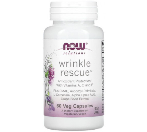 Антиоксиданти проти зморшок Now Food Wrinkle Rescue 60 вег капсул