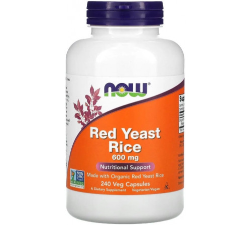 Червоний дріжджовий рис Now Foods Red Yeast Rice 600 мг 240 вег капс