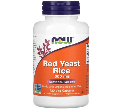 Червоний дріжджовий рис Now Foods Red Yeast Rice 600 мг 120 вег капсул