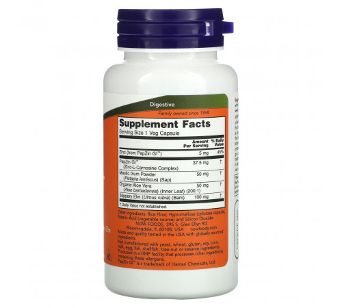 Поддержка здоровья желудка Now Foods Gastro Comfort с PepZin GI 60 вег кас