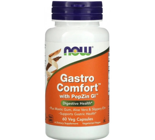 Поддержка здоровья желудка Now Foods Gastro Comfort с PepZin GI 60 вег кас