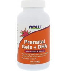 Вітаміни для вагітних з риб'ячим жиром Now Foods Prenatal Gels + DHA 180 капс