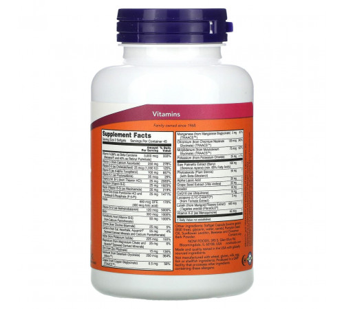 Мультивітаміни для чоловіків Now Foods Adam Men's Multi 90 гел капс