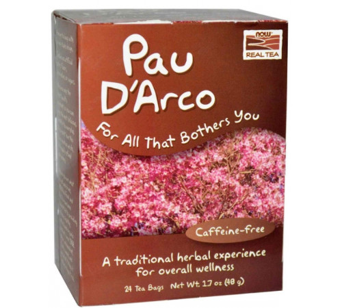 По д'арко (кора Мурашиного дерева) Now Foods Pau D'Arco 48 г 24 чайных пакетика