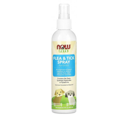 Спрей від бліх та кліщів для собак NOW Foods Flea and tick spray 237 мл