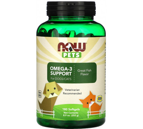 Омега-3 для котів та собак Now Foods Omega-3 for Dogs/Cat 180 капс