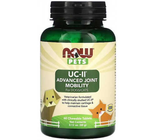 Вітаміни для собак та кішок NOW Foods Pets UC-II Advanced Joint Mobility 60 жев таб