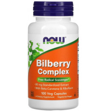 Чорниця для зору Now Foods Bilberry Complex 100 вег капсул