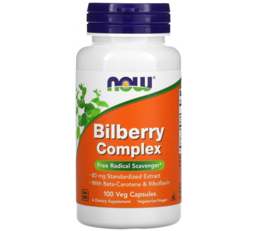 Чорниця для зору Now Foods Bilberry Complex 100 вег капсул