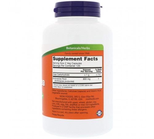 Ехінацея Now Foods Echinacea 400 мг 250 вег капс