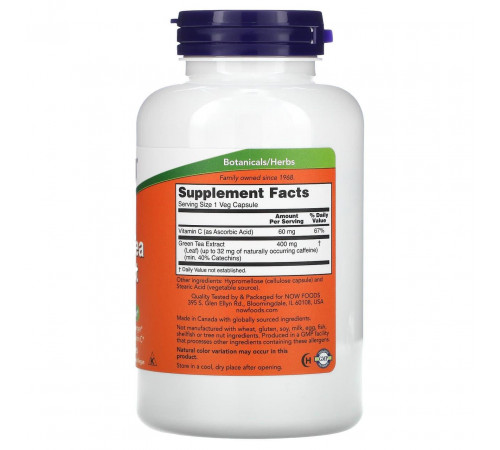 Экстракт зеленого чая Now Foods Green Tea 400 мг 250 веге капс