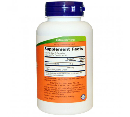 Корінь солодки Now Foods Licorice Root 450 мг 100 вег капс