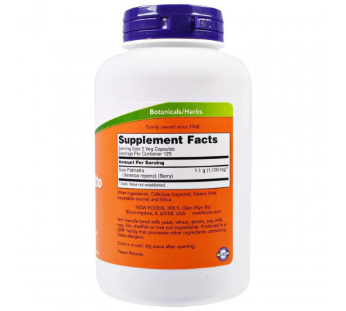 Со Пальметто Now Foods Saw Palmetto 550 мг 250 вег капсул