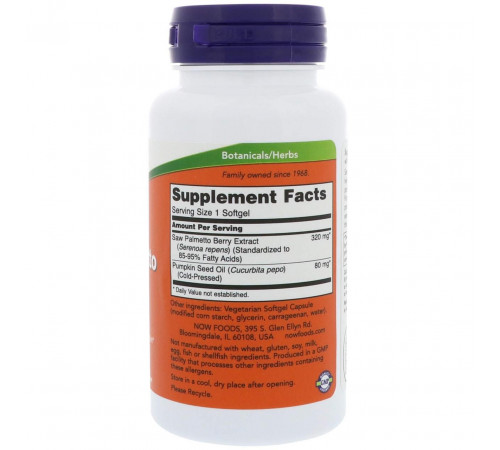 Со Пальметто для чоловіків Now Foods Saw Palmetto 320 мг 90 гел капс