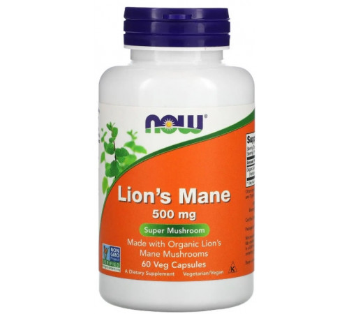 Їжовик гребінчастийї Now Foods Lion's Mane 500 мг 60 капс