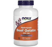 Гидролизат говяжьего желатина Now Foods Beef Gelatin 550 мг 200 капсул