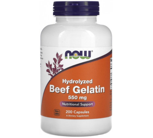 Гідролізат яловичого желатину Now Foods Beef Gelatin 550 мг 200 капсул