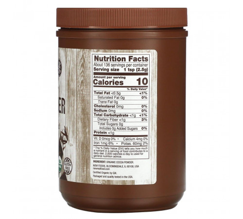 Порошок какао Now Foods Real Food Cocoa Powder 340 г