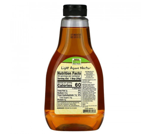 Нектар Агави  Now Foods Agave Nectar 660 г