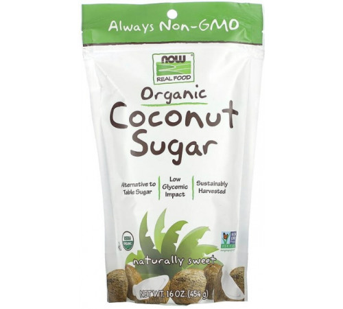 Кокосовий цукор Now Foods Coconut Sugar Real Food 454 грам
