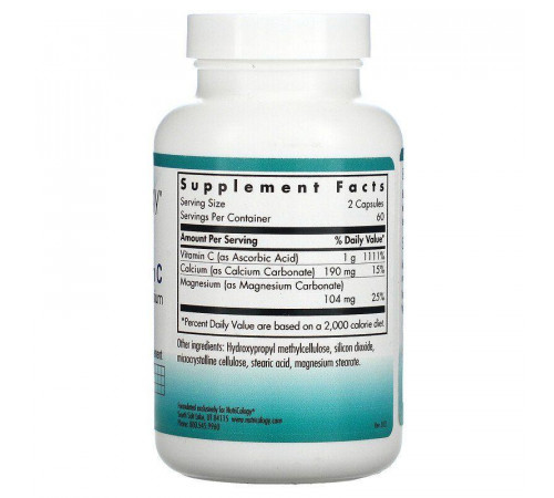 Вітамін C з кальцієм та магнієм для травної системи Nutricology Vitamin C 120 вег капс