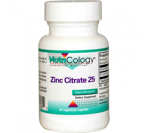 Цинк цитрат Nutricology Zinc Citrate 60 капс