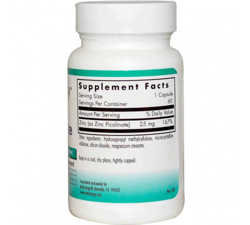 Цинк пиколинат Nutricology Zinc Picolinate 60 капс