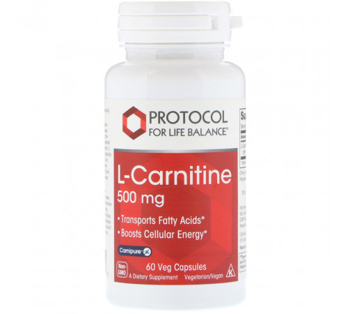 L-карнитин Protocol for Life Balance L-Carnitine 500 мг 60 капс