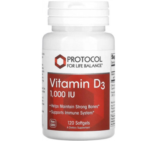 Витамин Д3 Protocol for Life Balance Vitamin D3 1000 МЕ 120 капс