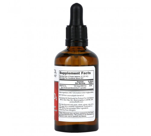 Масляний вітамін D3 Protocol for Life Balance Liquid Vitamin D3 400 МО 59 мл