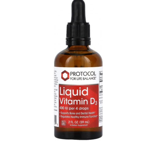 Масляний вітамін D3 Protocol for Life Balance Liquid Vitamin D3 400 МО 59 мл