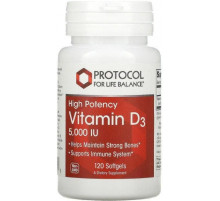 Витамин Д3 Protocol for Life Balance  Vitamin D3 5000 МЕ 120 гел капс