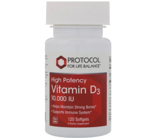 Вітамін Д3 (холекальциферол з ланоліну) Protocol for Life Balance Vitamin D3 10 000 МЕ 120 капс