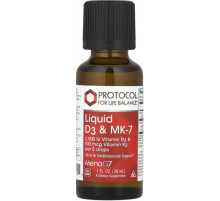 Вітаміни D3 та К-2 (MK-7) Protocol for Life Balance Liquid D3 & MK-7 30 мл м'ята