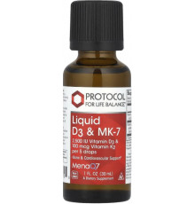 Вітаміни D3 та К-2 (MK-7) Protocol for Life Balance Liquid D3 & MK-7 30 мл м'ята