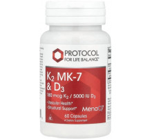 Вітаміни K2 (MK-7) та Д3 Protocol for Life Balance K2 MK-7 & D3 60 капс