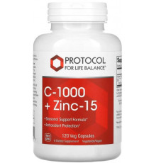 Вітамін C + цинк Protocol for Life Balance C-1000 + Zinc-15 1000 мг/15 мг 120 капс