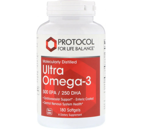 Омега-3 Protocol for Life Balance Ultra Omega-3 500 EPA / 250 DHA 180 капс
