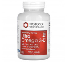 Омега-3з вітаміном Д3Protocol for Life Balance Ultra Omega 3-D 600 ЕПК/300 ДГК 90 риб.капс