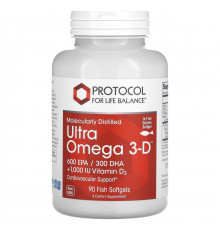 Омега-3з вітаміном Д3Protocol for Life Balance Ultra Omega 3-D 600 ЕПК/300 ДГК 90 риб.капс