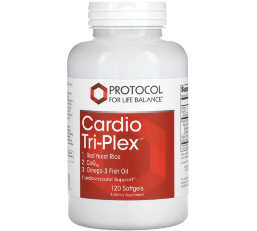 Червоний дріжджовий коплекс для сердця Protocol for Life Balance Cardio Tri-Plex 120 капс