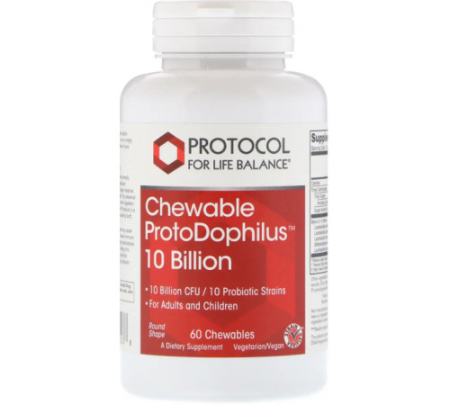 Пробіотики дофілус Protocol for Life Balance ProtoDophilus 10 млрд 60 жув таб