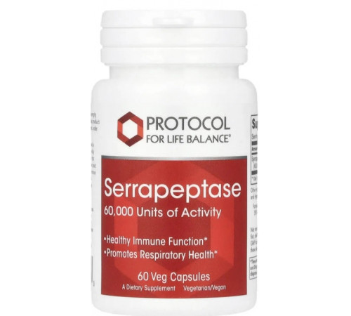 Серрапептаза Protocol for Life Balance Serrapeptase 60 вег капс